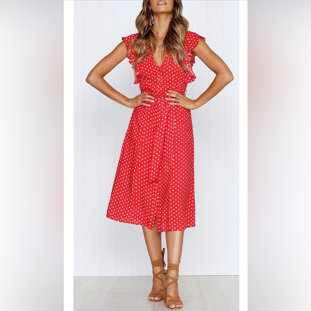 Women's Boho Polka Dot Flutter Dress